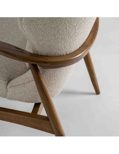 Sillón de Diseño en Poliéster Beige y Madera...