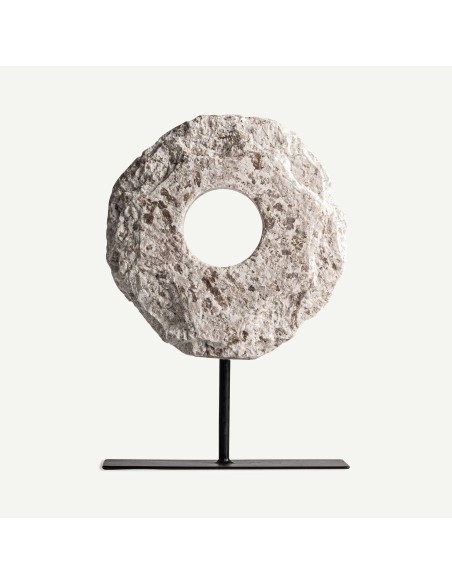 Figura Decorativa de Piedra Blanca y Hierro Negro – VICAL HOME