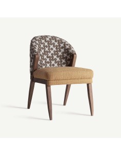 Silla de Madera de Caucho Marrón y Tapizado Mostaza –...