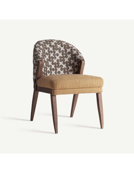 Silla de Madera de Caucho Marrón y Tapizado Mostaza – VICAL HOME