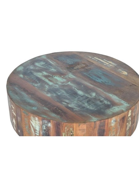 Mesa de Centro Giner y Colomer en Madera Reciclada y Metal – 70 cm