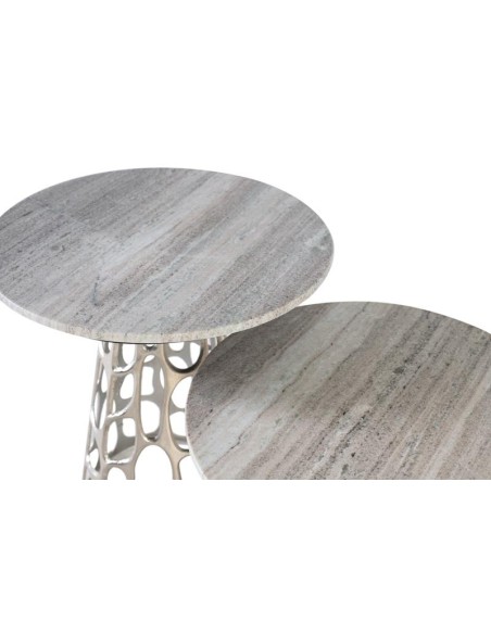 Set 2 Mesas de Centro Mármol y Aluminio Giner y Colomer – Diseño Elegante y Sofisticado