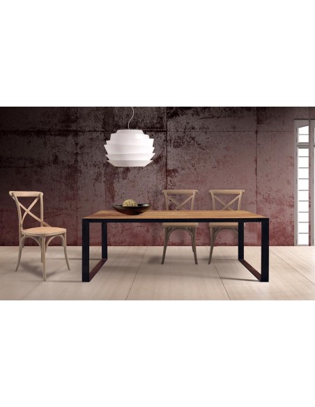 Mesa de Comedor Giner y Colomer de Madera de Mango Macizo y Hierro - 180 cm