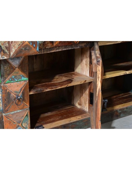 Aparador de Madera Reciclada Maciza con Estantes – Colección DIAMANTE | Giner y Colomer
