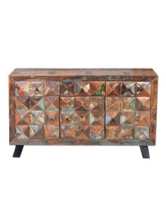 Aparador de Madera Reciclada Maciza con Estantes –... 2