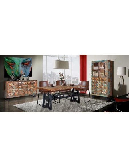 Aparador de Madera Reciclada Maciza con Estantes – Colección DIAMANTE | Giner y Colomer