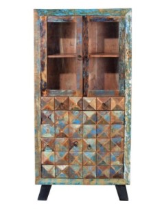 Vitrina de Madera Reciclada Multicolor con 4 Puertas y 2...