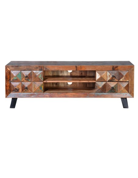 Mueble de TV en Madera Reciclada y Hierro – Colección DIAMANTE | Giner y Colomer