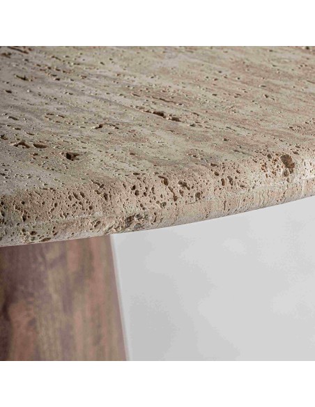 Mesa de Comedor Varzi de Vical Home en Travertino y Madera de Mango - Estilo Art Decó