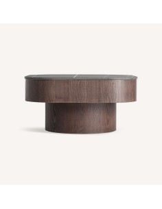 Mesa de Centro Neufs 70x70 cm de Mármol Sintético y Nogal...
