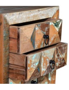 Mesita 3 Cajones en Madera Reciclada Multicolor –... 2