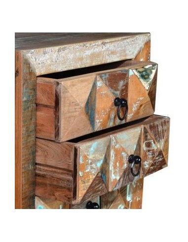 Mesita 3 Cajones en Madera Reciclada Multicolor...