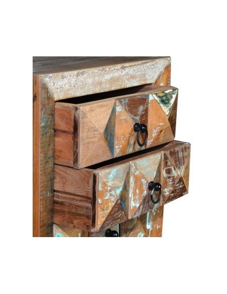 Mesita 3 Cajones en Madera Reciclada Multicolor – Colección Diamante Giner y Colomer