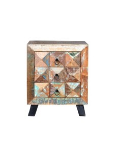 Mesita 3 Cajones en Madera Reciclada Multicolor –...