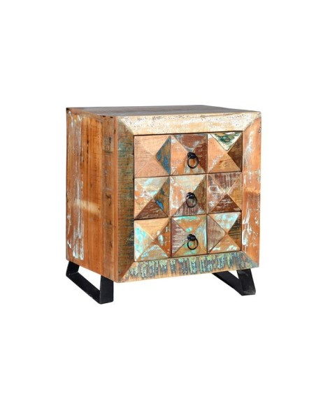 Mesita 3 Cajones en Madera Reciclada Multicolor – Colección Diamante Giner y Colomer