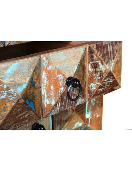 Mesita 3 Cajones en Madera Reciclada Multicolor – Colección Diamante Giner y Colomer