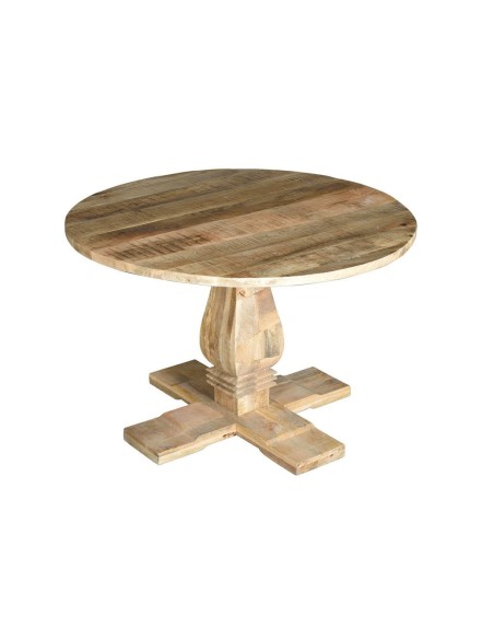 Mesa de Comedor Redonda de Madera de Mango Natural – Giner y Colomer