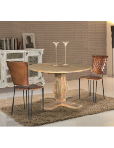 Mesa de comedor redonda madera mango natural de Giner y Colomer