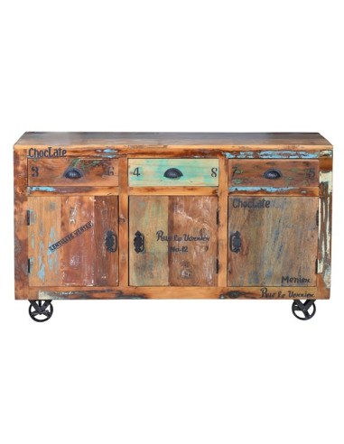 Aparador Verrier de Madera Reciclada con Ruedas...