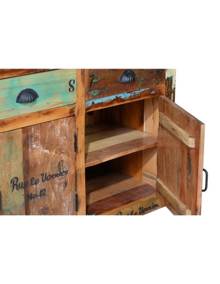 Aparador Verrier de Madera Reciclada con Ruedas y 3 Cajones – Giner y Colomer