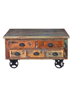 Mesa de centro Verrier con cajones de madera reciclada de Giner y Colomer 2