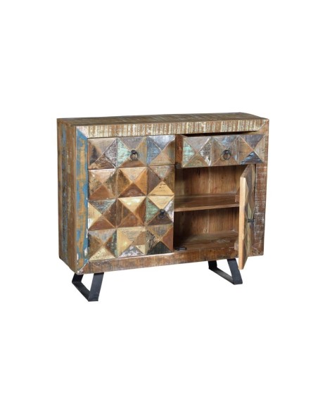 Recibidor de Madera Reciclada con Cajones y Puertas – Colección Diamante | Giner y Colomer