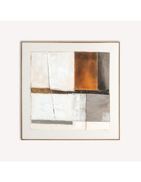 Cuadro Unai Vical Home en Lienzo Marrón y Madera de Pino – Estilo Contemporáneo 120x120cm