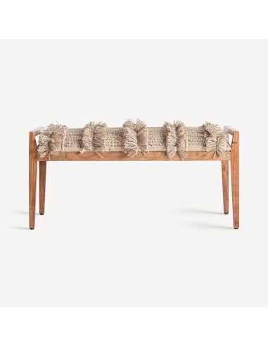 Banco Corao Vical Home de Madera de Mango y Yute – Estilo Boho Chic 110x47cm