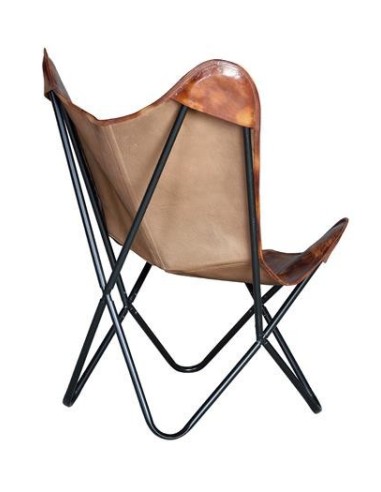 Silla Butterfly de Piel Envejecida y Hierro –...