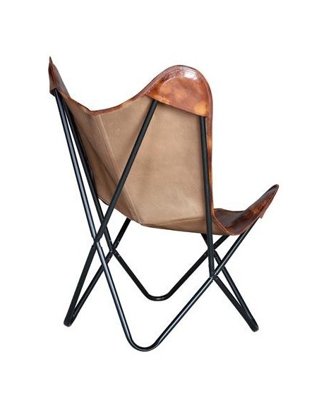 Silla Butterfly de Piel Envejecida y Hierro – Giner y Colomer