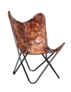 “Silla Butterfly de piel envejecida y hierro de Giner y Colomer