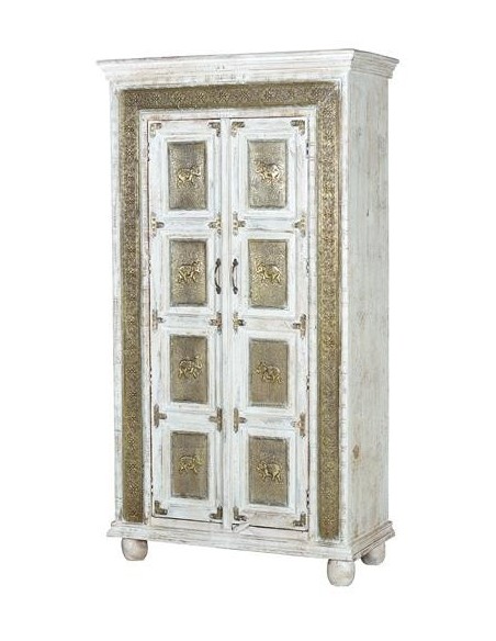 Armario de Madera de Mango Blanco Decapado con Detalles en Bronce – Giner y Colomer