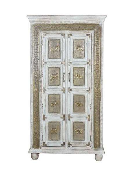 Armario de Madera de Mango Blanco Decapado con Detalles en Bronce – Giner y Colomer