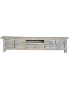Mueble de TV de Madera de Mango con Tiradores de Bronce –...