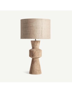 Lámpara de sobremesa de Vical Home, elaborada en madera de mango y combinada con yute.