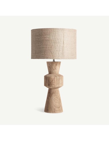 Lámpara de sobremesa de Vical Home, elaborada en madera de mango y combinada con yute.