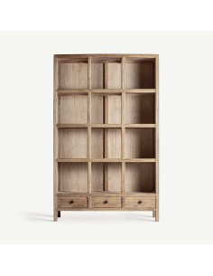 Librería modular Brecey de Vical Home, de estilo colonial, fabricada en madera de olmo reciclado en color marrón claro.