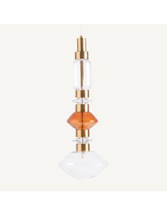 Lámpara de colgar en cristal ahumado y acero cobre –...