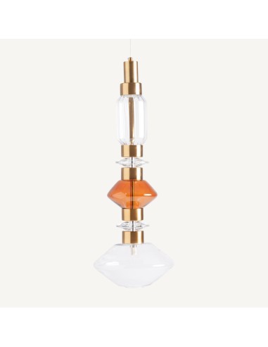 Lámpara de colgar en cristal ahumado y acero cobre – Vical Home