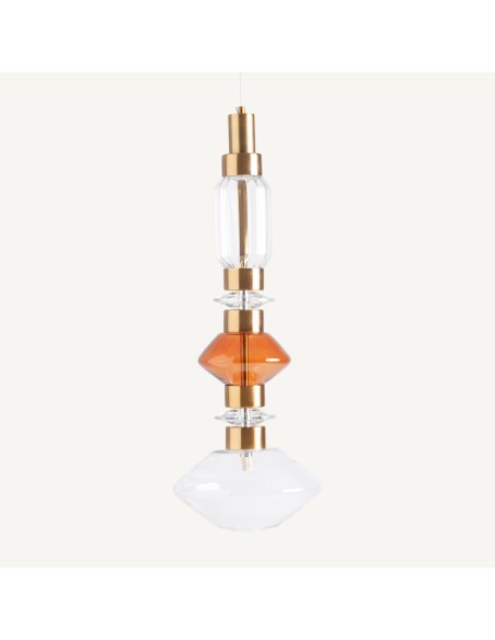 Lámpara de colgar en cristal ahumado y acero cobre – Vical Home