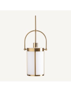 Lámpara de colgar en cristal blanco y acero bronce –...