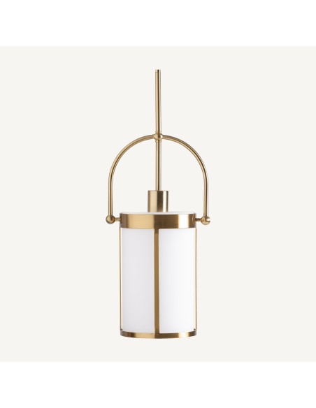 Lámpara de colgar en cristal blanco y acero bronce – Vical Home | 20x20x40 cm