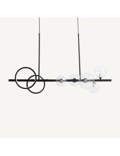 Lámpara de colgar en cristal transparente y acero negro –...