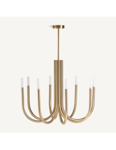 Lámpara de colgar en cristal blanco y acero oro envejecido – Vical Home | 100x100x82 cm