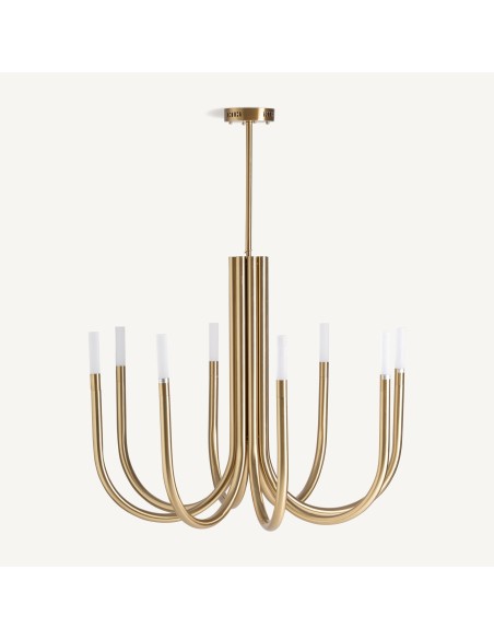 Lámpara de colgar en cristal blanco y acero oro envejecido – Vical Home | 100x100x82 cm