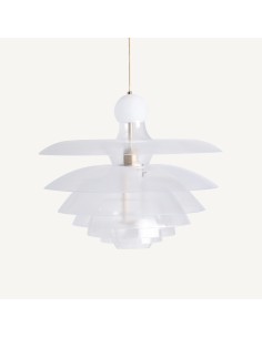 Lámpara de colgar acrílico blanco traslúcido y hierro oro...