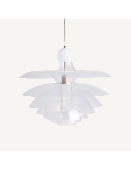 Lámpara de colgar acrílico blanco traslúcido y hierro oro envejecido – Vical Home | 52x52x42 cm