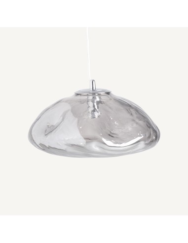 Lámpara de colgar en cristal gris ahumado y hierro plata – Vical Home | 32x30x14 cm