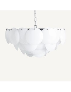 Lámpara de colgar en cristal marfil y acero plata – Vical...