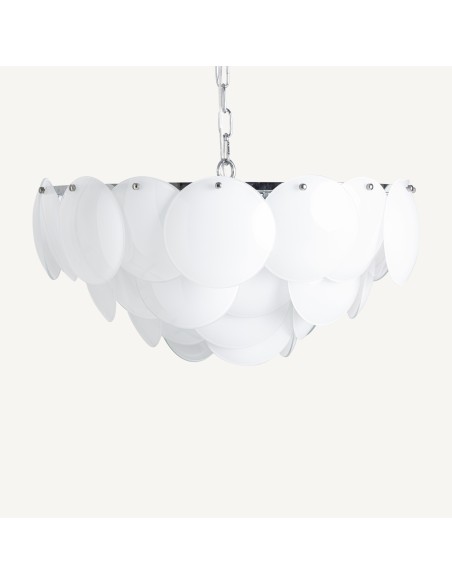 Lámpara de colgar en cristal marfil y acero plata – Vical Home | 60x60x34 cm